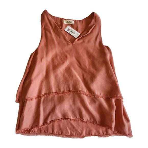 NWT Bella Dahl Pink Sleeveless Boho Fringe Hem Top Women's XS Indie Chic - Picture 2 of 8